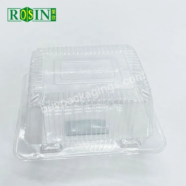 Disposable Square Clear Plastic Donut Packaging Box For Sandwich Bread Cake