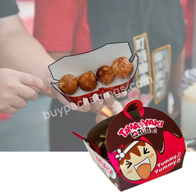 Disposable Take Out Packaging To Go Japanese Food Take Away Takeout Octopus Balls Containers Paper Takoyaki Box