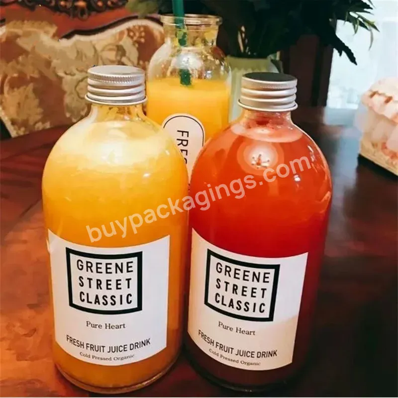 Disposable Transparent Plastic Beverage Juice Enzyme Bottle Round Package Pet Empty Bottle With Aluminum Screw Lid