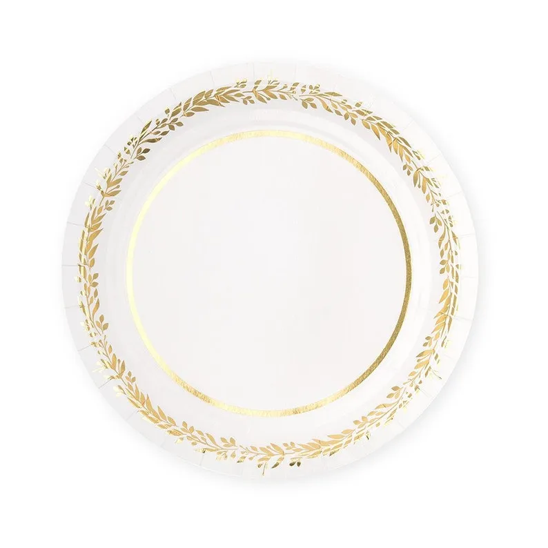 Disposable Wedding White And Gold Paper Plates For Wedding Party Supplies