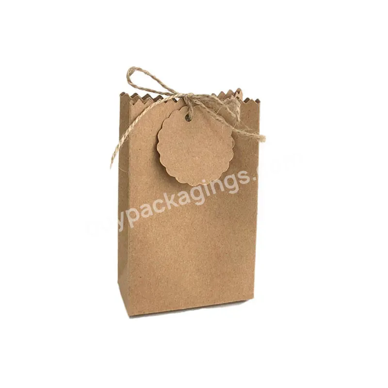 Diy Gift Bag Jewelry Cookie Wedding Favor Candy Box Snack Food Packaging Bag With Rope Birthday Party Decor Retro Kraft Paper