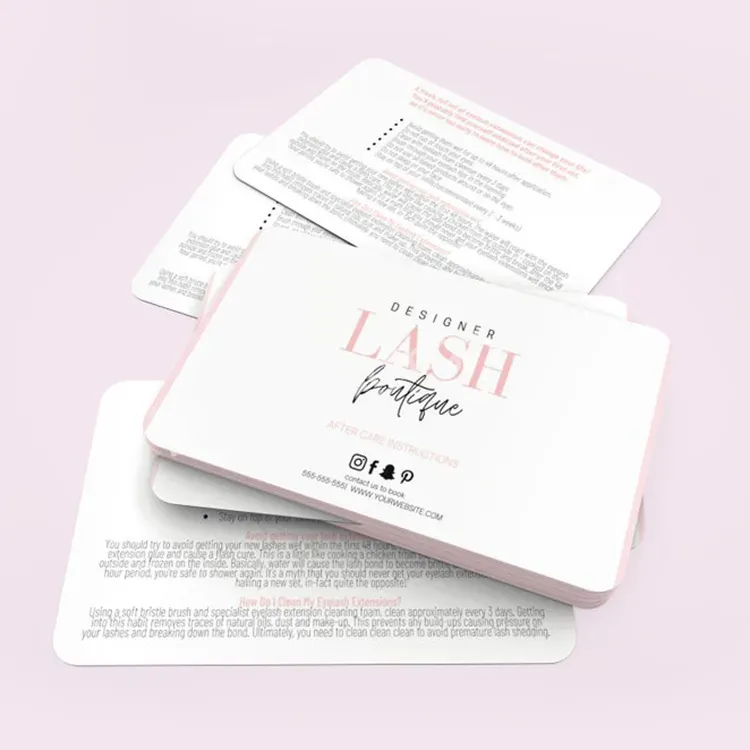 Diy Lash Business Cards Eyelash Extension Client Aftercare Instruction Cards Lash Artist Card