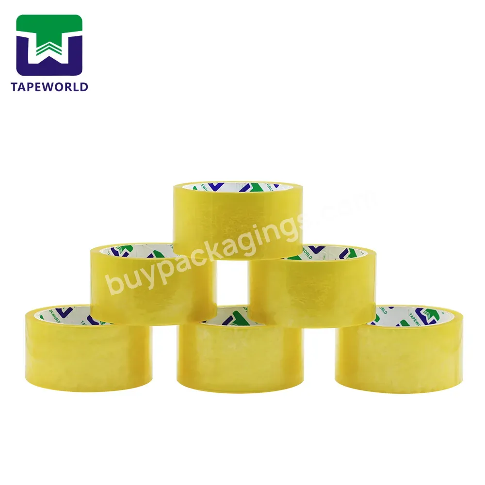 Dongguan Manufacture Bopp Single Sided Self Adhesive Packaging Tape 100m Yellow Acrylic Clear Packaging Waterproof Adhesive Tape