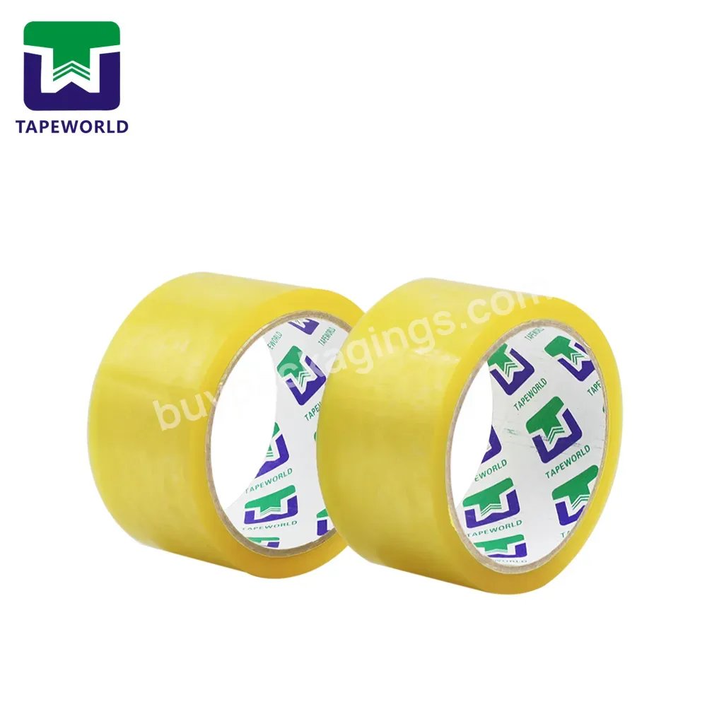 Dongguan Manufacture Bopp Single Sided Self Adhesive Packaging Tape 100m Yellow Acrylic Clear Packaging Waterproof Adhesive Tape