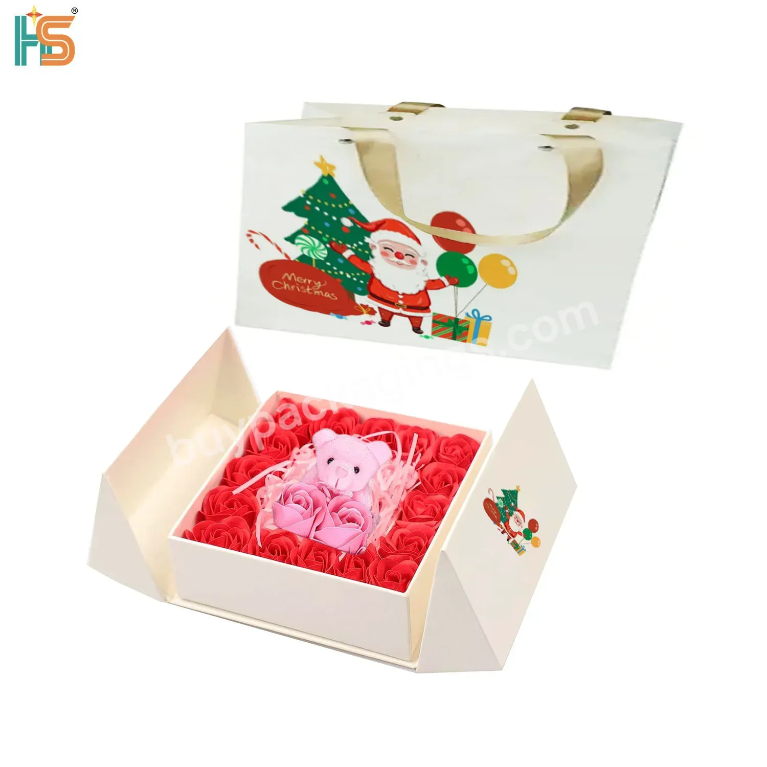 Double Door Storage Rigid Box White Paper Packaging Christmas Gift Box And Bag
