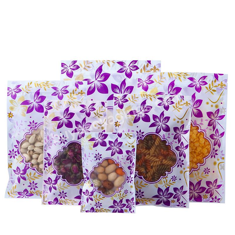 Double Side Printed Resealable Plastic Mylar Ziplock Food Packaging Pouch Bags With Window