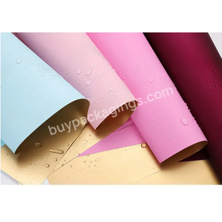 Double-sided Color Gold Wrapping Paper Flower Bouquet Plastic Waterproof Florist Paper For Flower