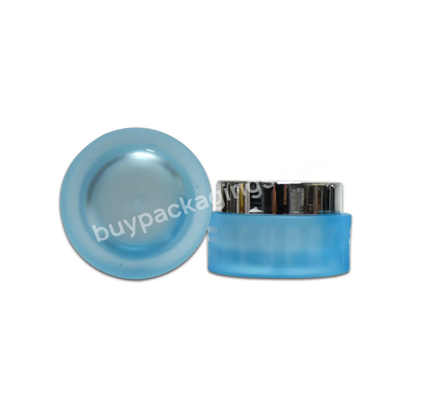 Double Wall Pet Packaging Cylindrical Shape 20g 30g 50g Blue Skin Care Cream Face Plastic Jar Eye Cream Jar