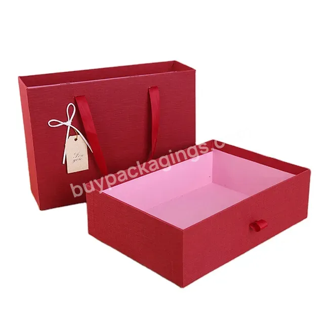 Draw Gift Box With Ribbon Handle-small Wedding Decoration Small Boxes For Gift Packaging
