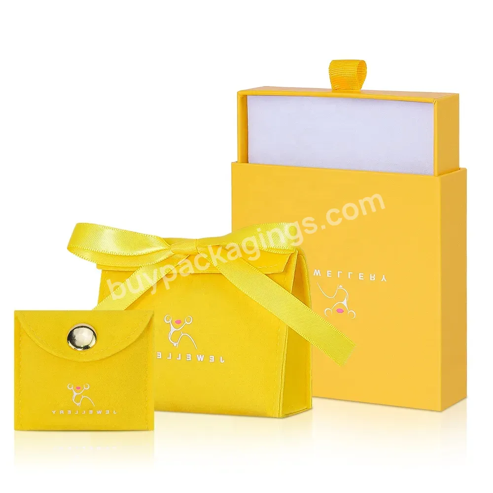 Drawer Box Fashion Jewellery Gift Packaging Yellow Rigid Boxes Paper For Jewelry Necklace Earring Customized Paperboard 3 Days