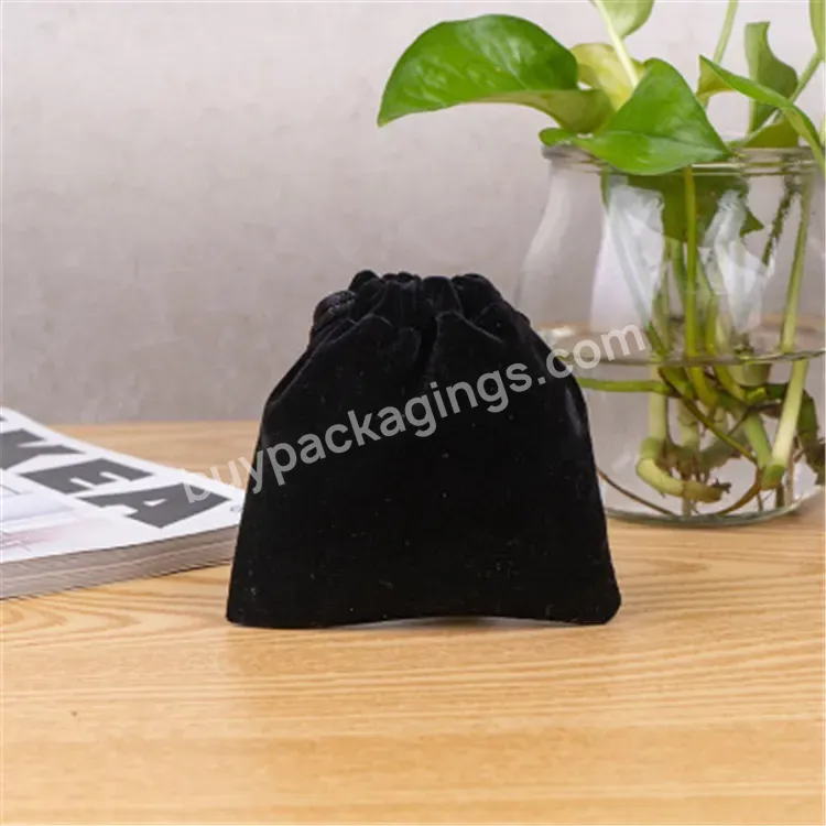 Drawstring Custom Hair Bags 5x7 Logo Jewellery Black Velvet Bag Jewelry