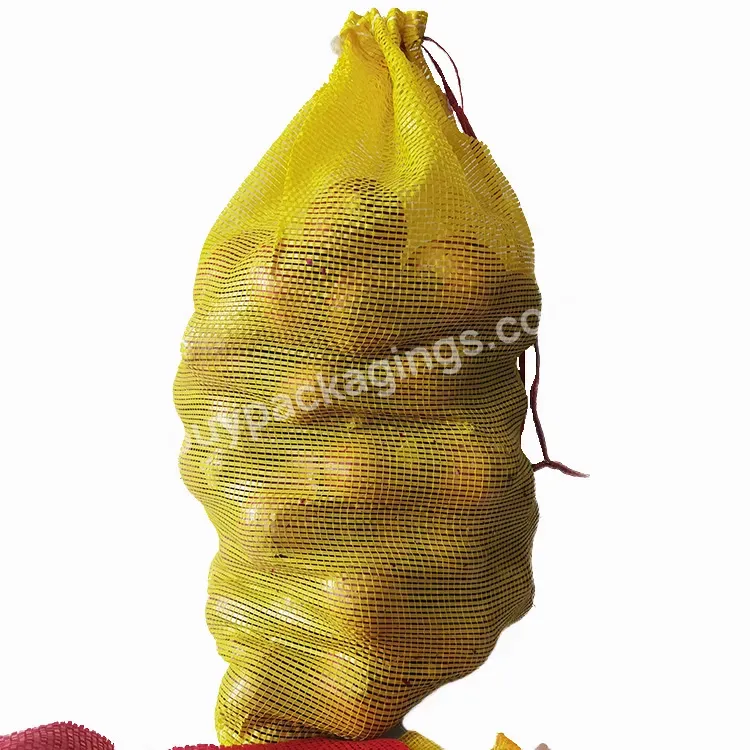 Drawstring Firewood Mesh Bag Packing For Onion Vegetable Fruit Pp Mesh Bag For Potato