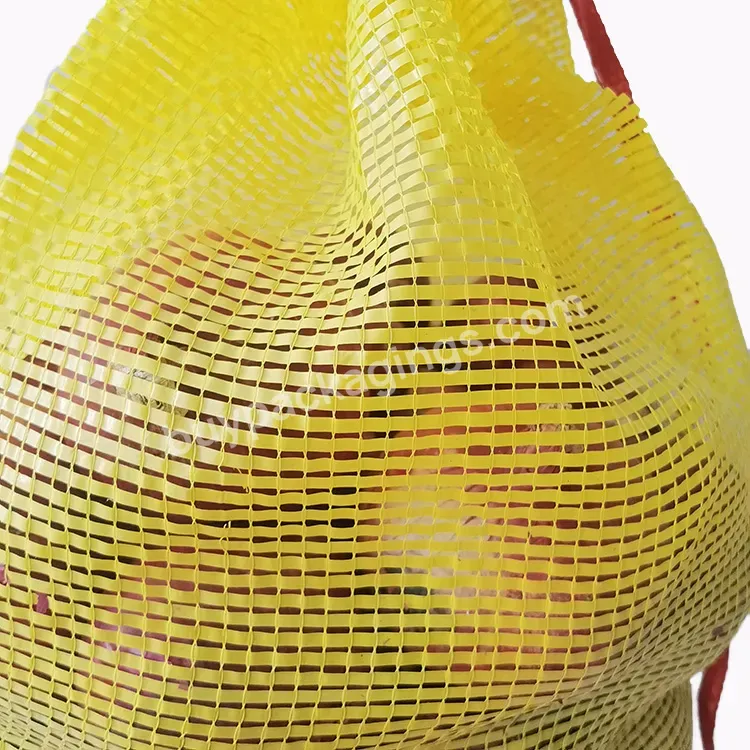 Drawstring Firewood Mesh Bag Packing For Onion Vegetable Fruit Pp Mesh Bag For Potato