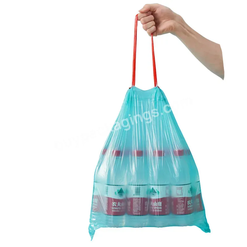 Drawstring Plastic Custom Trash Bags Biodegradable Garbage Bag Blue Plastic Household Garbage Bag
