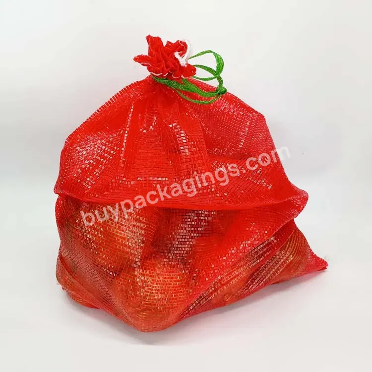 Drawstring Tubular Virgin Pe Plastic Mono Leno Net Bag Tubular Pp Vegetable Onion Mesh Bag