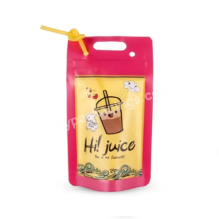 Drink Pouches With Straws Plastic Drink Bags With Zipper Party Beverage Bags Stand Up Juice Spout Pouches