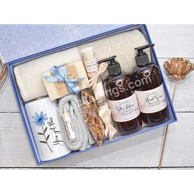 Dry Flower Rose Packaging Paper Box For Lip Balm Bath Salt Shampoo Shower Spa Gift Box For Lady's Birthday Gift Set