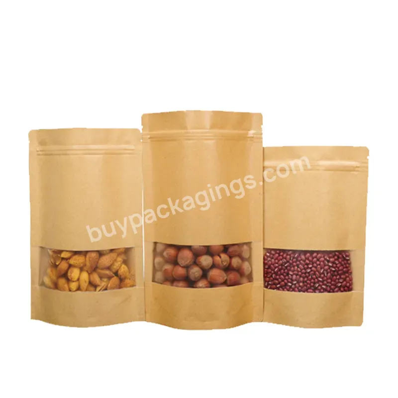 Dry Food Packaging Paper Bag 14*20+4cm 320micron Thickness Zipper Luxury Packaging Bag