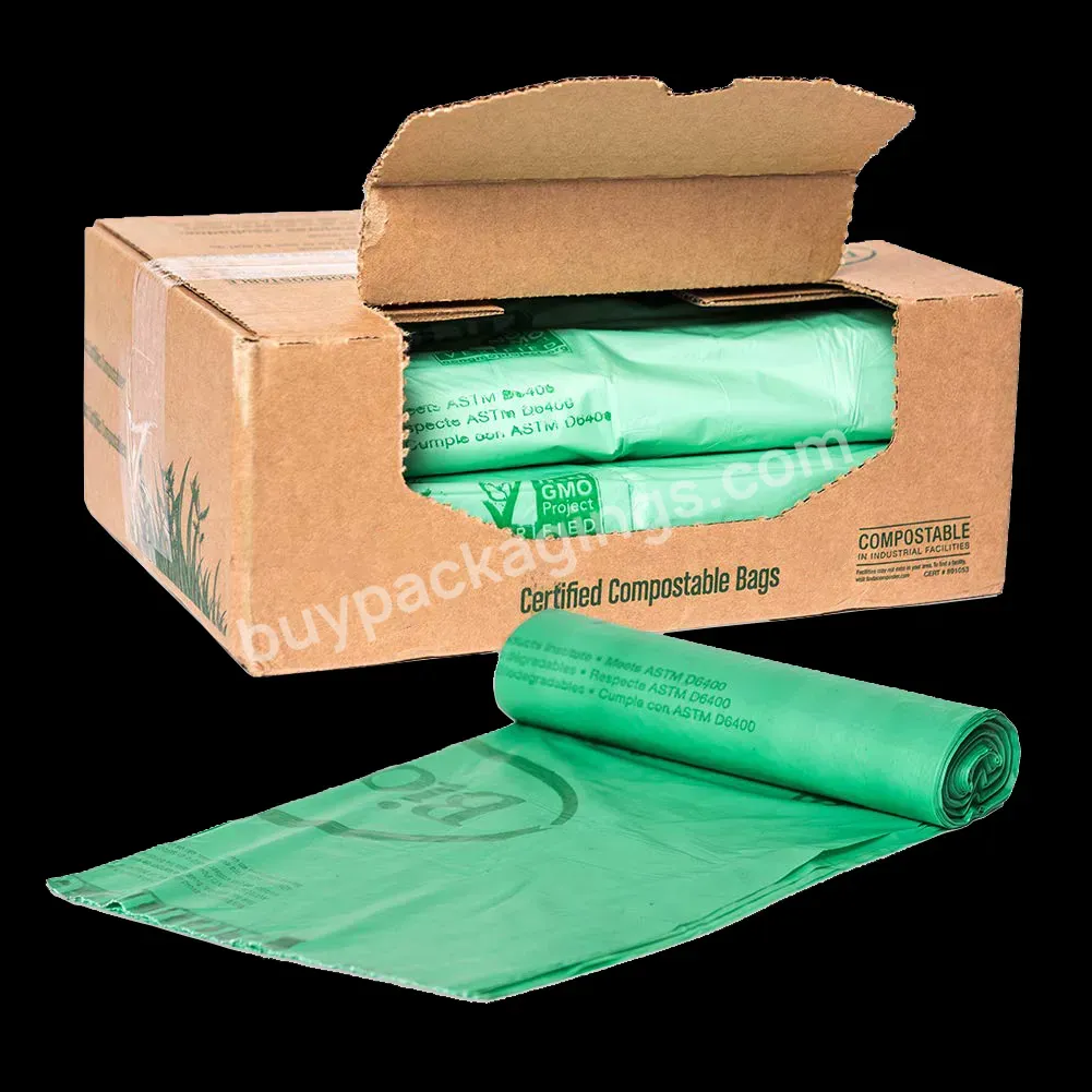 Durable Biobag Tubing And Sheeting Eco-friendly Plastic Bags Green Compostable Trash Bag