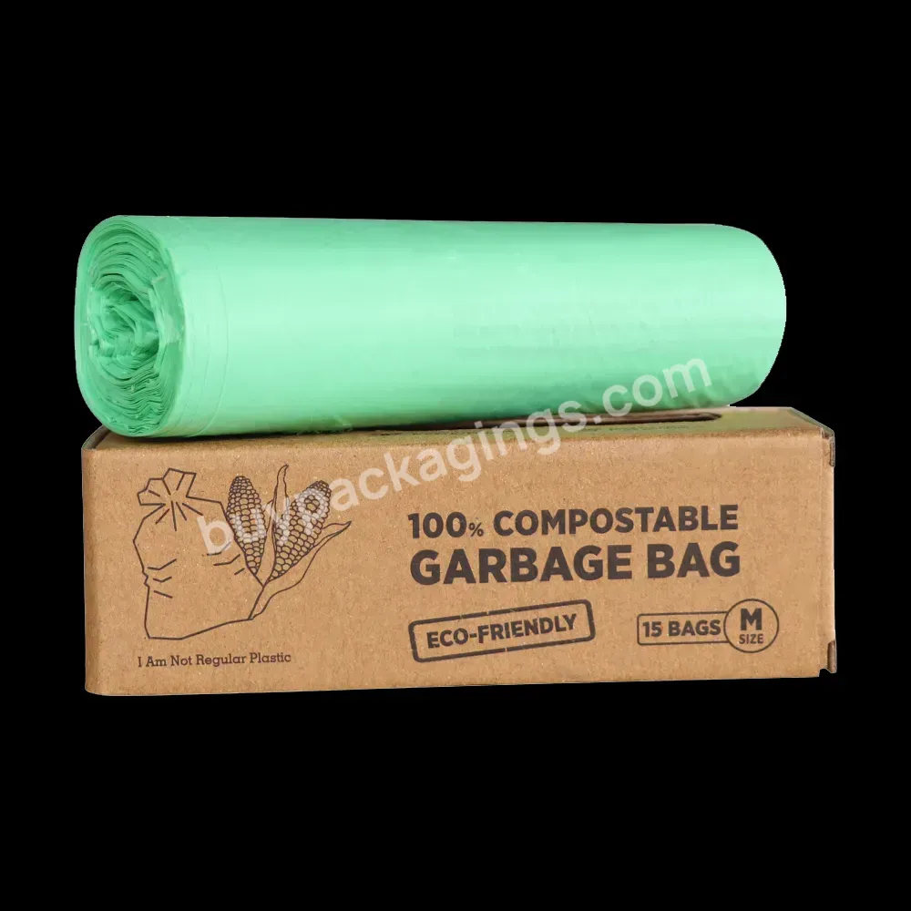 Durable Biobag Tubing And Sheeting Eco-friendly Plastic Bags Green Compostable Trash Bag