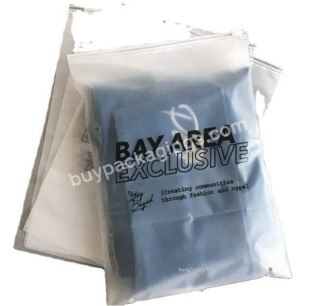 Dusty Proof Wholesale Eco Friendly Custom Frosted Zipper Bag For Cloth Packing With Customized Logo