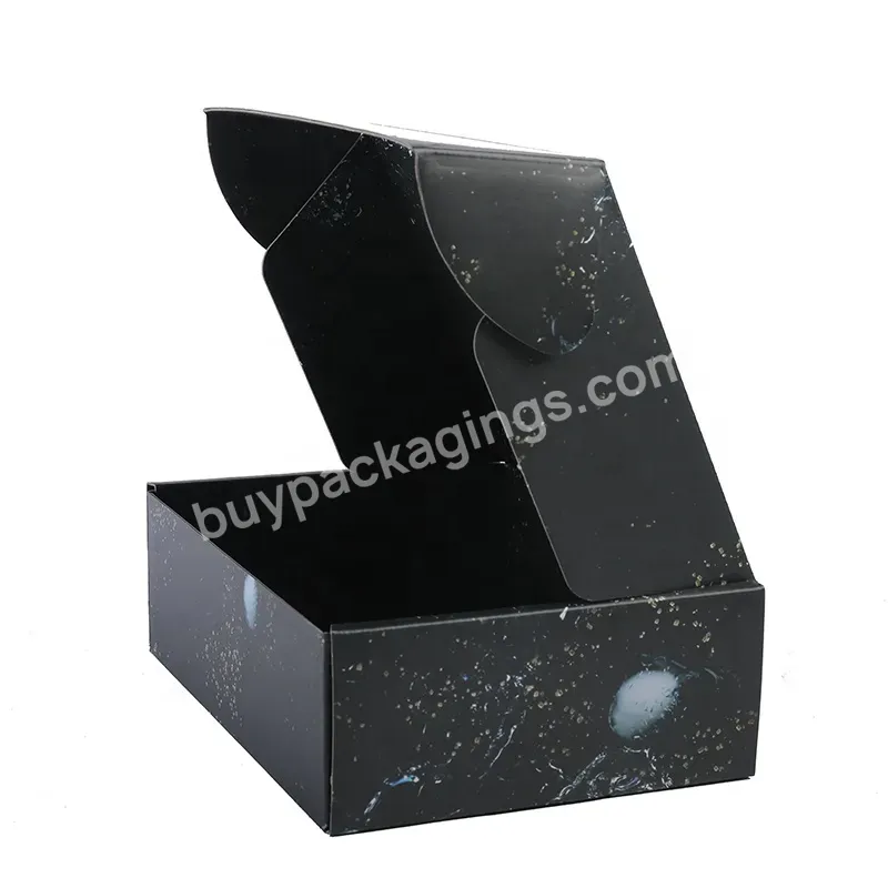 E-commerce Cmyk Full Color Printing Cardboard Box For Shipping Mailer Postal Black Corrugated Packaging For Apparel