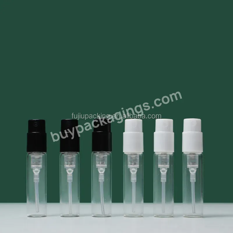 Easy Install Small Refillable 1.5ml 2ml 2.5ml Glass Vial With Black White Spray For Perfume Tester Sample Bottle