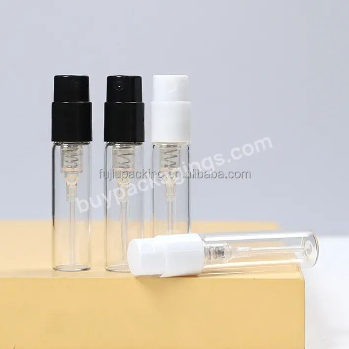 Easy Install Small Refillable 1.5ml 2ml 2.5ml Glass Vial With Black White Spray For Perfume Tester Sample Bottle