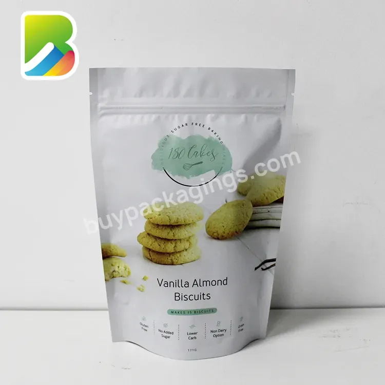 Easy-tear Plastic With Zipper 50g Chips Danish Butter Cookies Custom Printed Snack Food Coconut Macaroons Packaging Bag