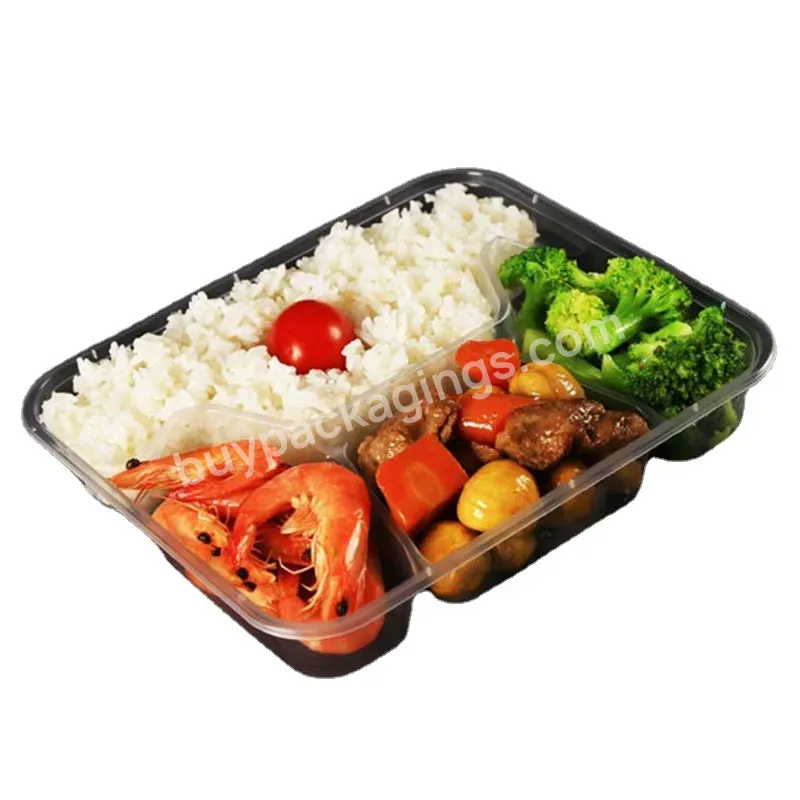 Eco Biodegradable Microwave Disposable Plastic Lunch Box Wholesale Custom 4 Compartment Disposable Food Container