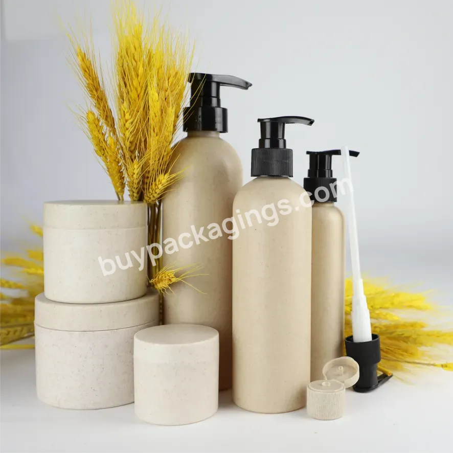 Eco Biodegradable Refillable 30 Ml 500ml 900ml 1000 Ml Wheat Straw Pump Plastic Bottle Spray Cosmetic Lotion Shampoo Bottles