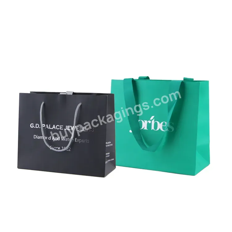 Eco Custom Logo Print Small Retail Boutique Clothing Jewellery Packing Bags Luxury Gift Shopping Paper Bag With Ribbon Handles