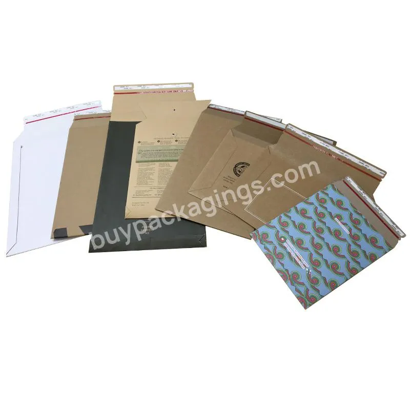 eco custom self seal postage bags style stay flat packaging rigid paper mailer envelope