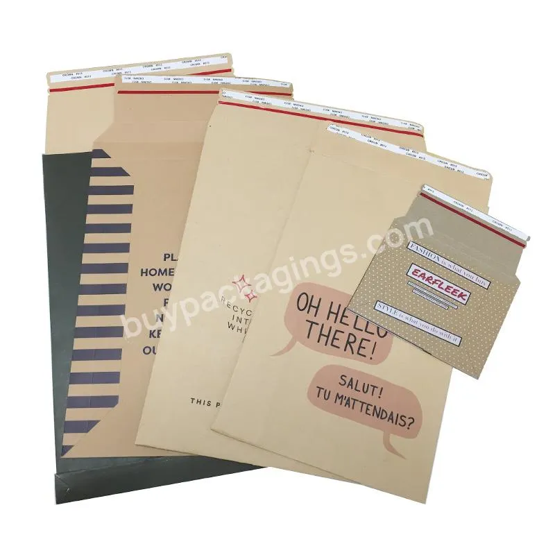 eco custom self seal postage bags style stay flat packaging rigid paper mailer envelope
