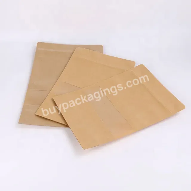 Eco-frendly Custom Print Wholesale Brown Kraft Paper Stand Up Pouch Bag With Window And Zipper For Candy Snack Coffee