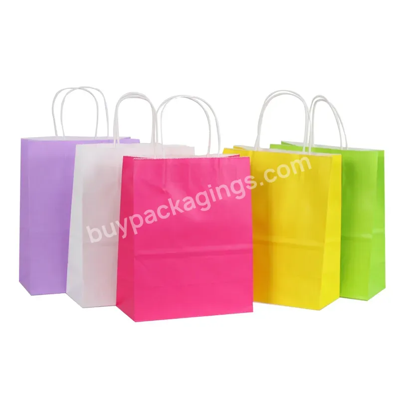 Eco Friendly 140 Gsm Kraft Paper Bag Personalized Paper Bags Colorful Kraft Paper Bag With Handle Green