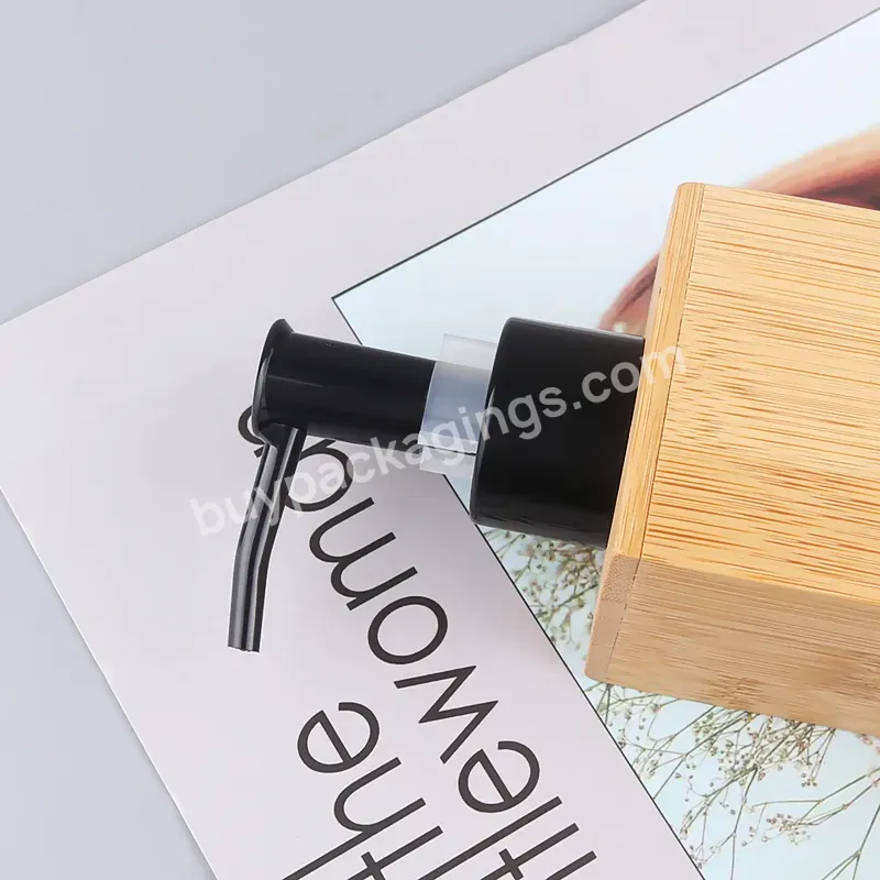 Eco-friendly 300ml Bamboo Lotion Spray Bottle Hand Cleanser Gel Liquid Soap Dispenser Square Bottle