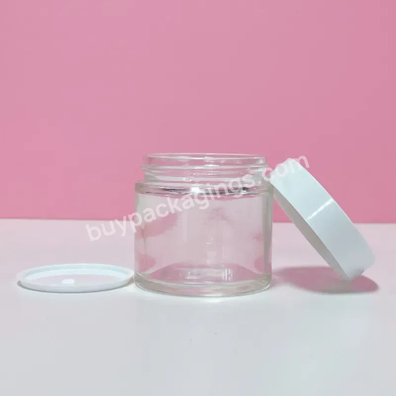 Eco-friendly 4oz Clear Straight Side Glass Jar Transparent Cosmetics Body Scrub Jars With White Lid - Buy Glass Jar Cosmetic,Glass Cosmetic Jars Containers,Custom Thick Bottom Cosmetic Packaging 150g 50g Round Empty Transparent 0.5 Oz 1.7 Oz Cosmetic