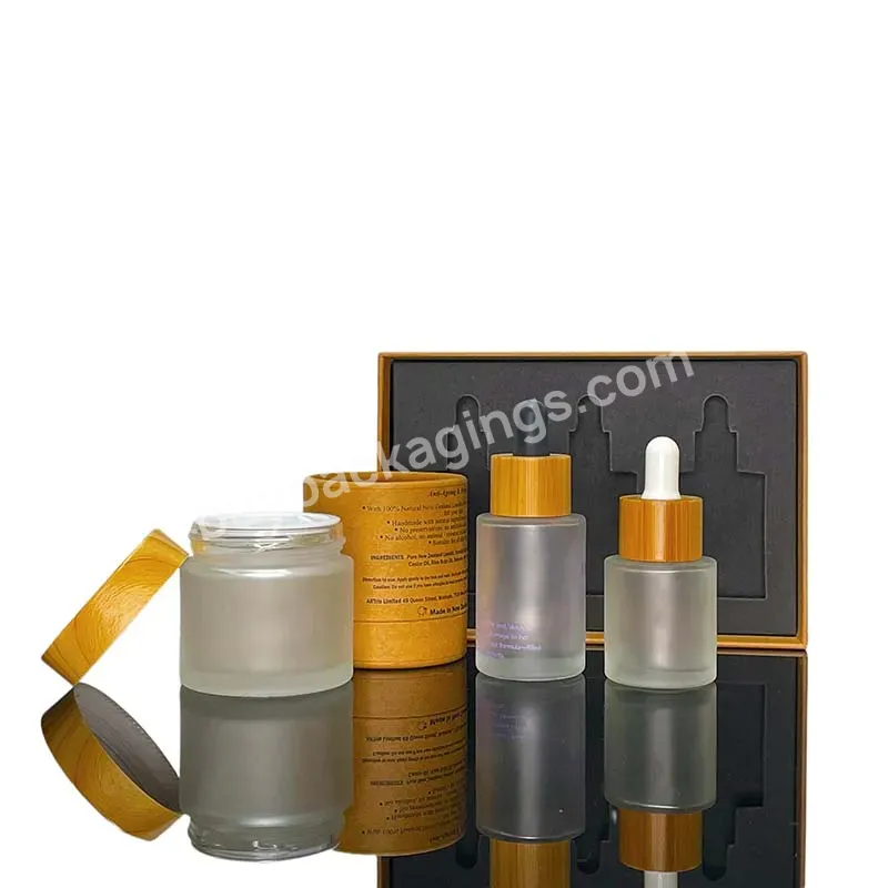 Eco Friendly Bamboo Cosmetic Packaging Set 15g 30g 50g Cosmetic Jar 100ml Bamboo Spray Bottle With Bamboo Cap