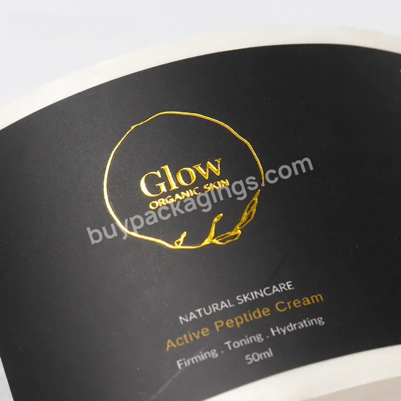 Eco Friendly Biodegradable Custom Adhesive Black Gold Foil Paper Packaging Labels Stickers Printing