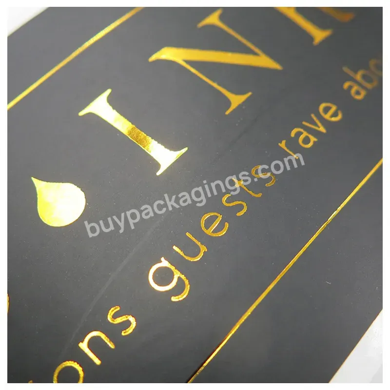 Eco Friendly Biodegradable Custom Adhesive Black Gold Foil Paper Packaging Labels Stickers Printing