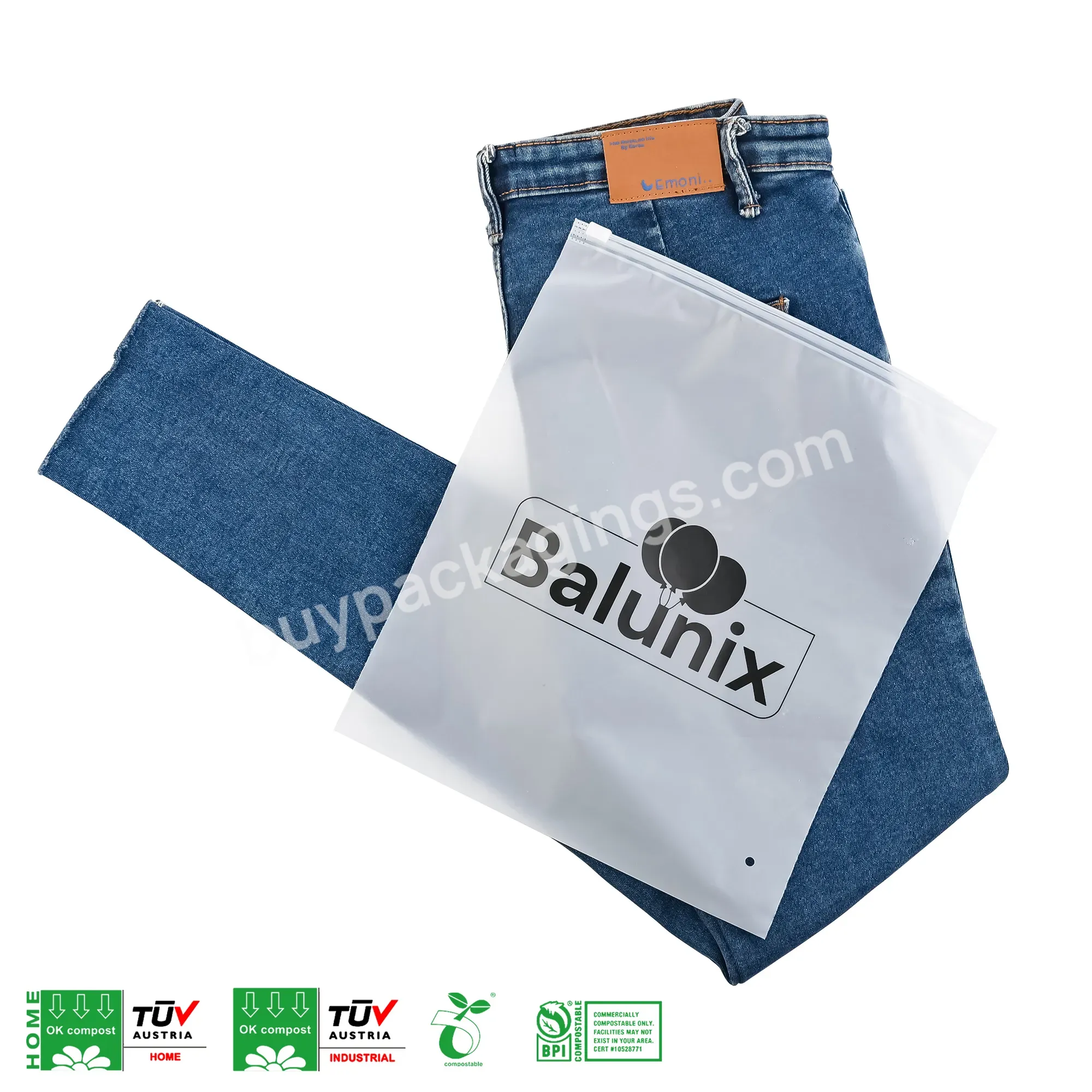 Eco-friendly Biodegradable Custom Logo Design Packaging Zip Lock Bags For Clothing