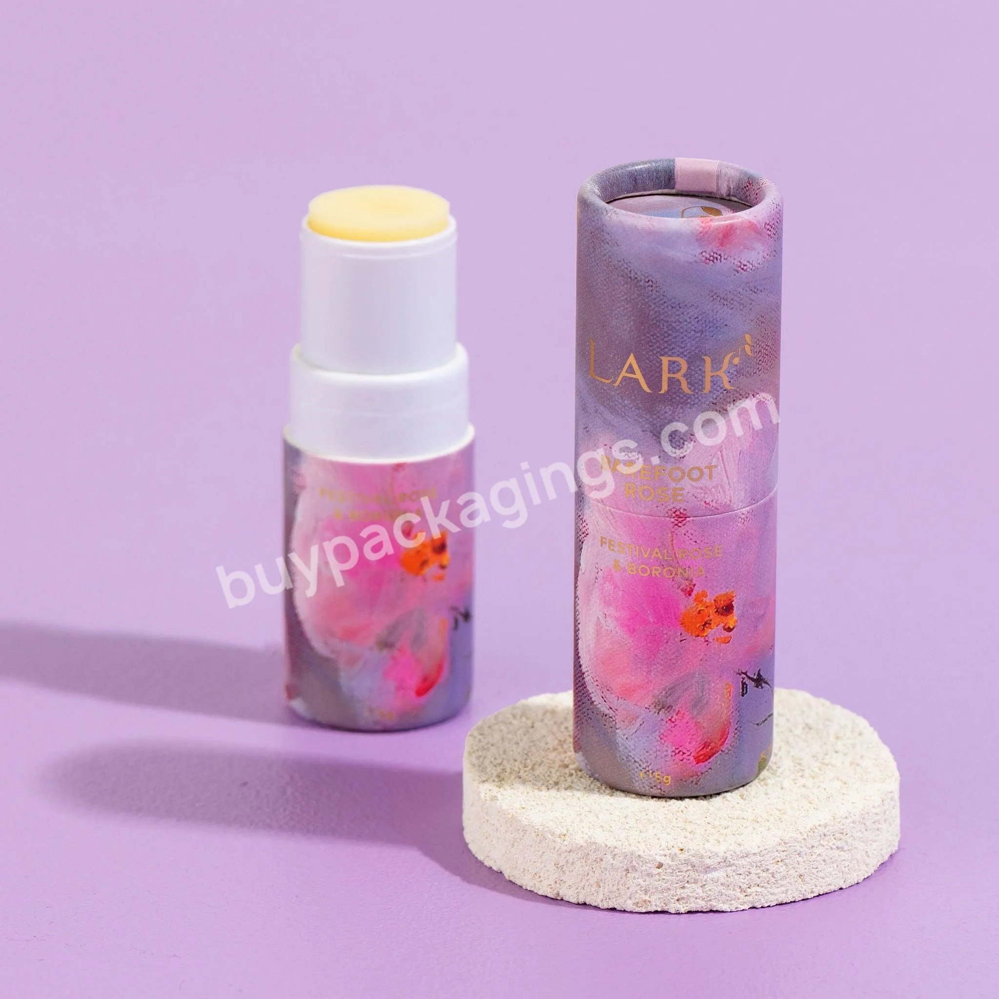 Eco Friendly Biodegradable Paper Cylinder for Blush Highlighter Solid Perfume Deodorant stick with Twist Up Insert