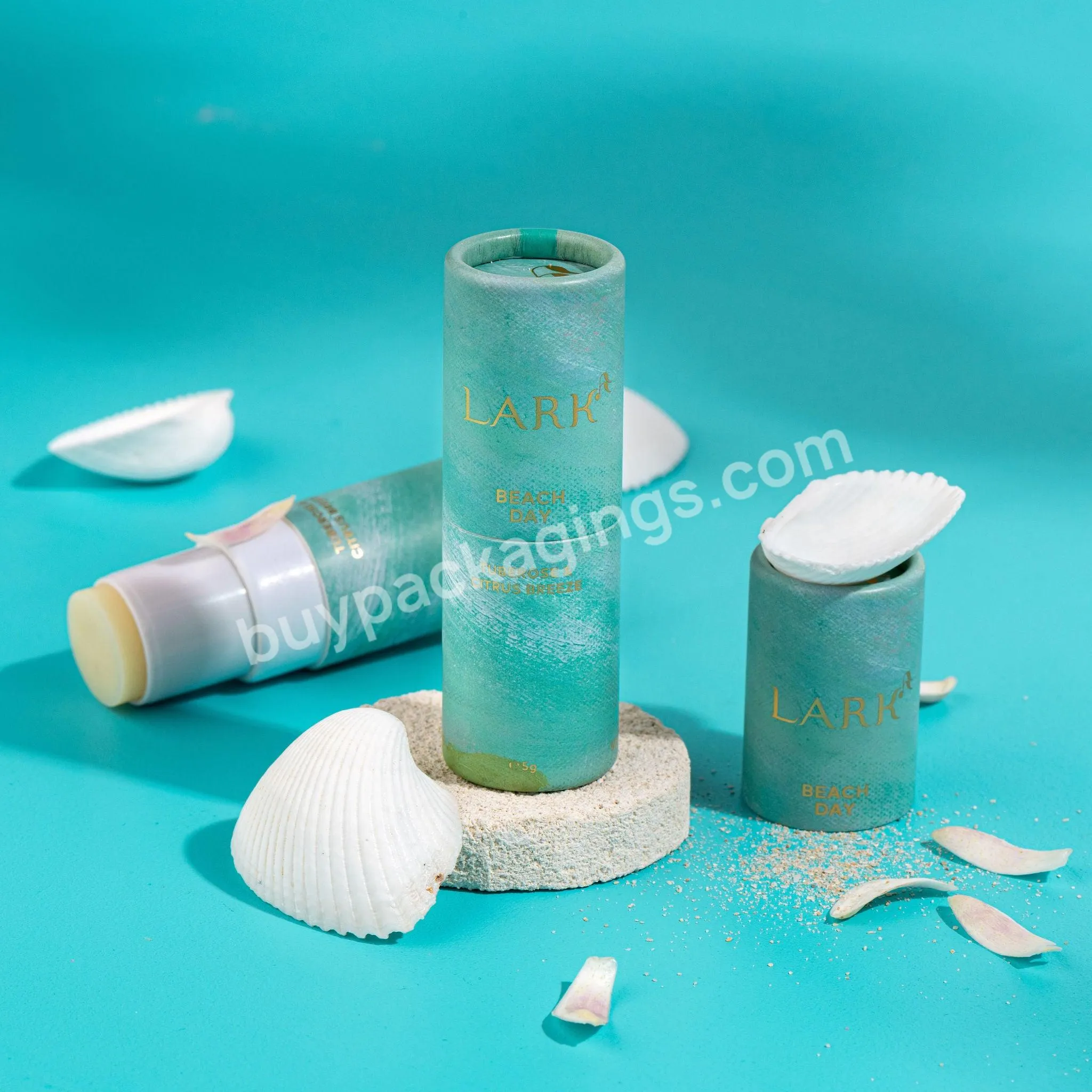 Eco Friendly Biodegradable Paper Cylinder for Blush Highlighter Solid Perfume Deodorant stick with Twist Up Insert