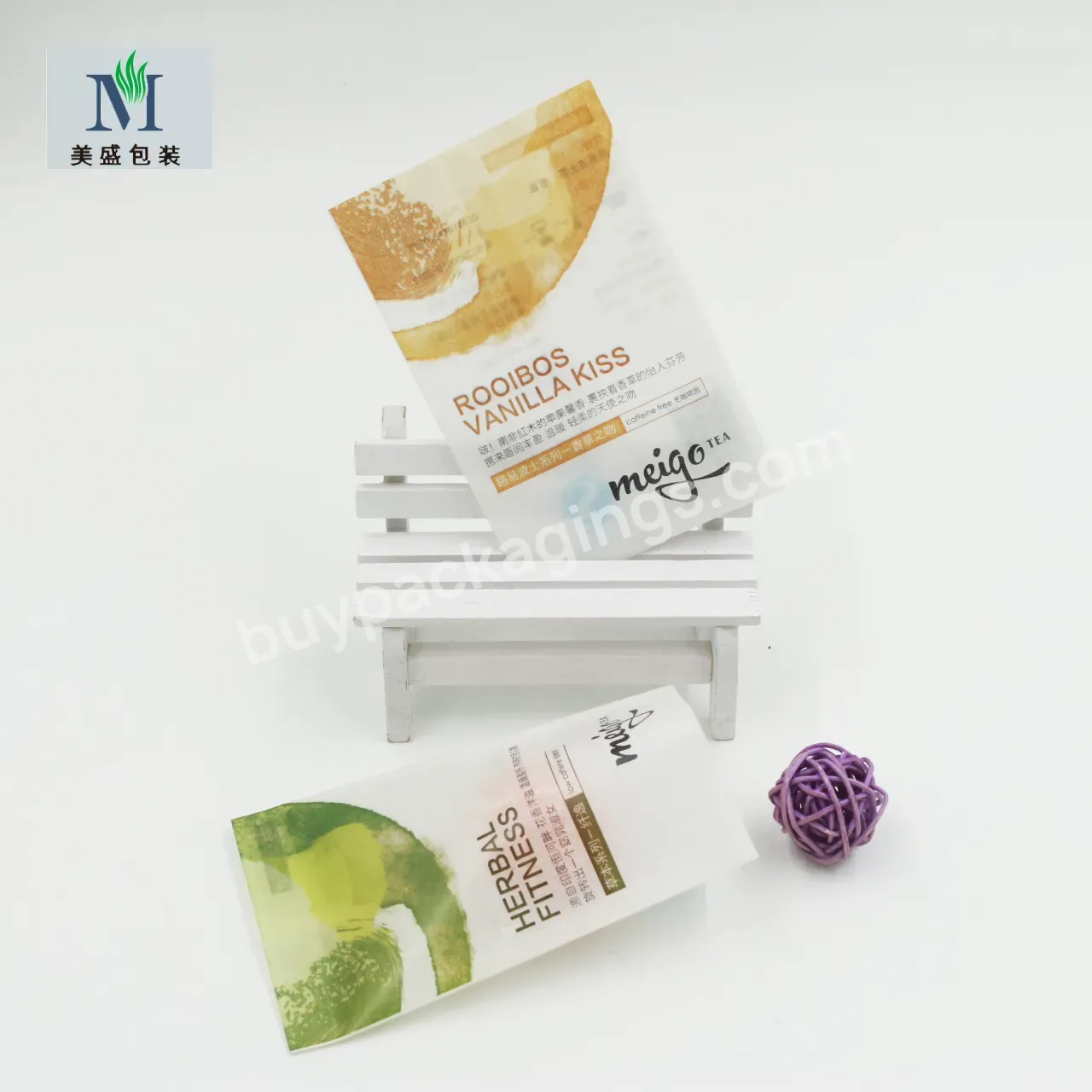 Eco Friendly Biodegradable Three Side Heat Seal Pouch Edible Herb Coffee Free Empty Packaging Kraft Paper Fin Lap Seal Bags