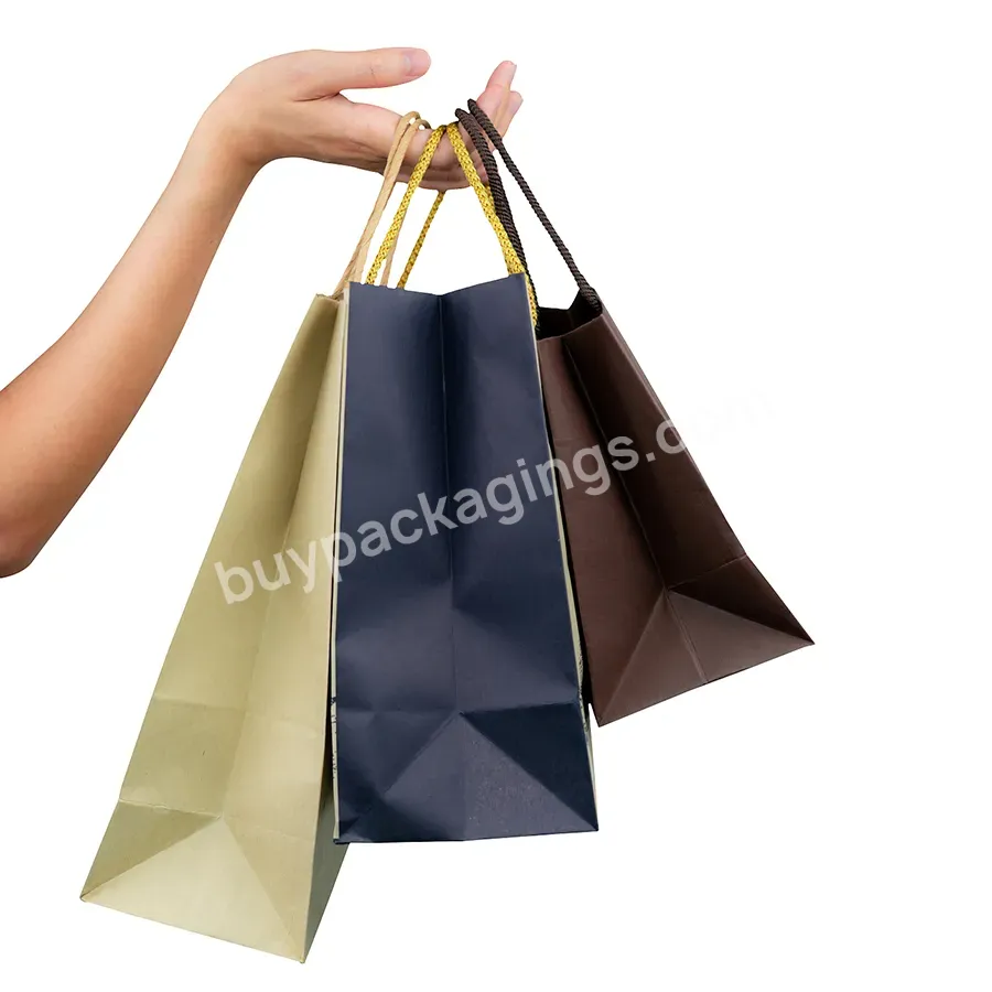 Eco-friendly Black Gold Gift Bags Stand Up Kraft Paper Bag Jewelry Paper Bag Supplier