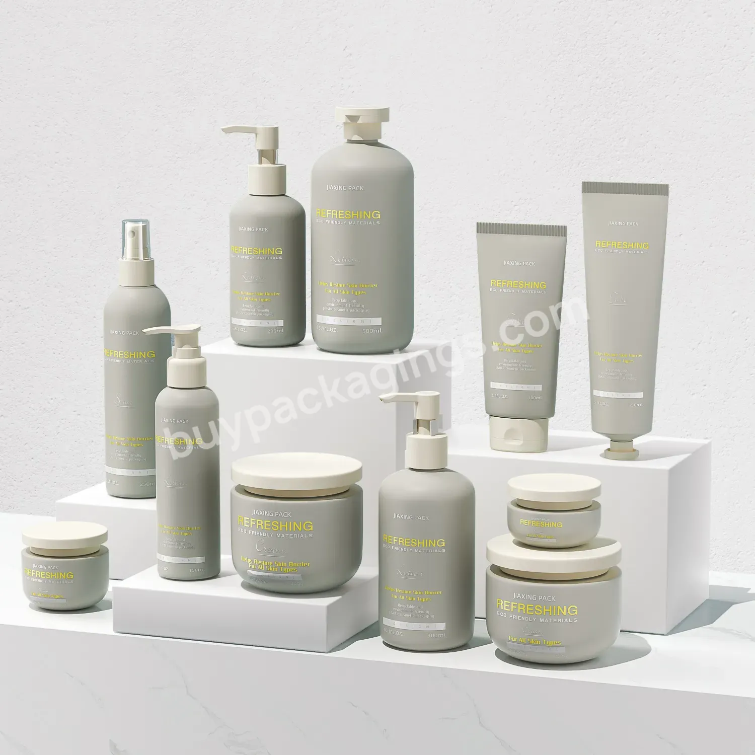 Eco Friendly Body Lotion Bottle Packaging Luxury Hdpe Shampoo Pump Bottle Cream Jar Cosmetic Tube Set Shampoo Bottle