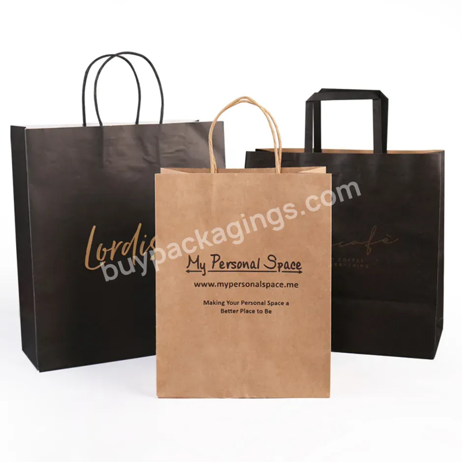 Eco Friendly Brown Kraft Custom Paper Shopping Bags Wholesale Craft Paper Bags With Your Own Logo