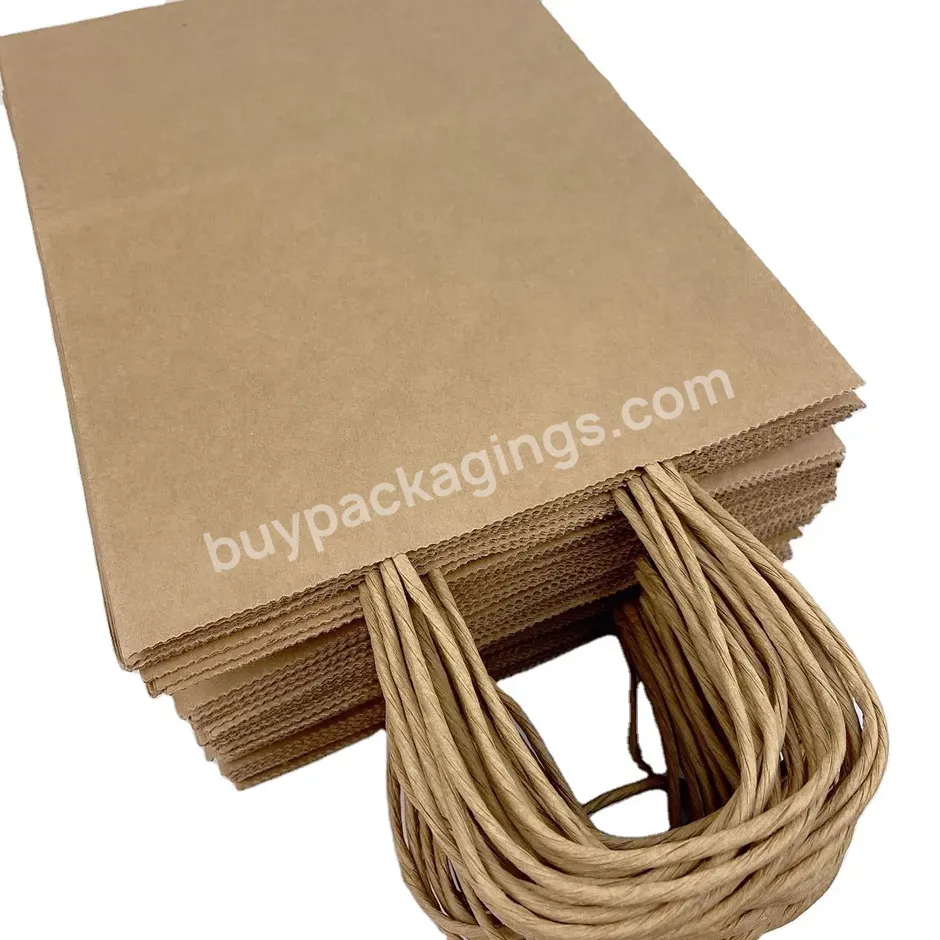 Eco Friendly Brown Kraft Custom Paper Shopping Bags Wholesale Craft Paper Bags With Your Own Logo
