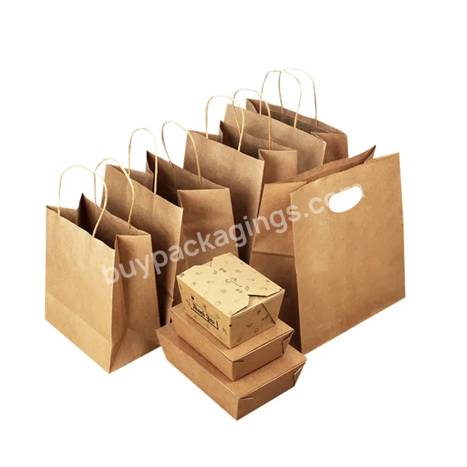 Eco Friendly Brown Kraft Custom Paper Shopping Bags Wholesale Craft Paper Bags With Your Own Logo